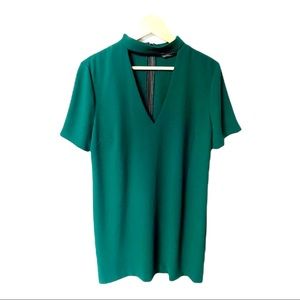 Zara sexy evergreen cut out choker neckline mini shift dress